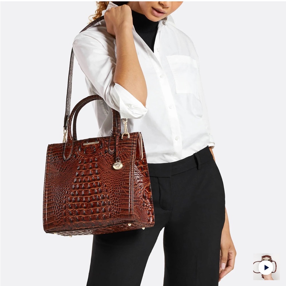 NWOT BRAHMIN CAROLINE satchel in Mulberry - Picture 7 of 12